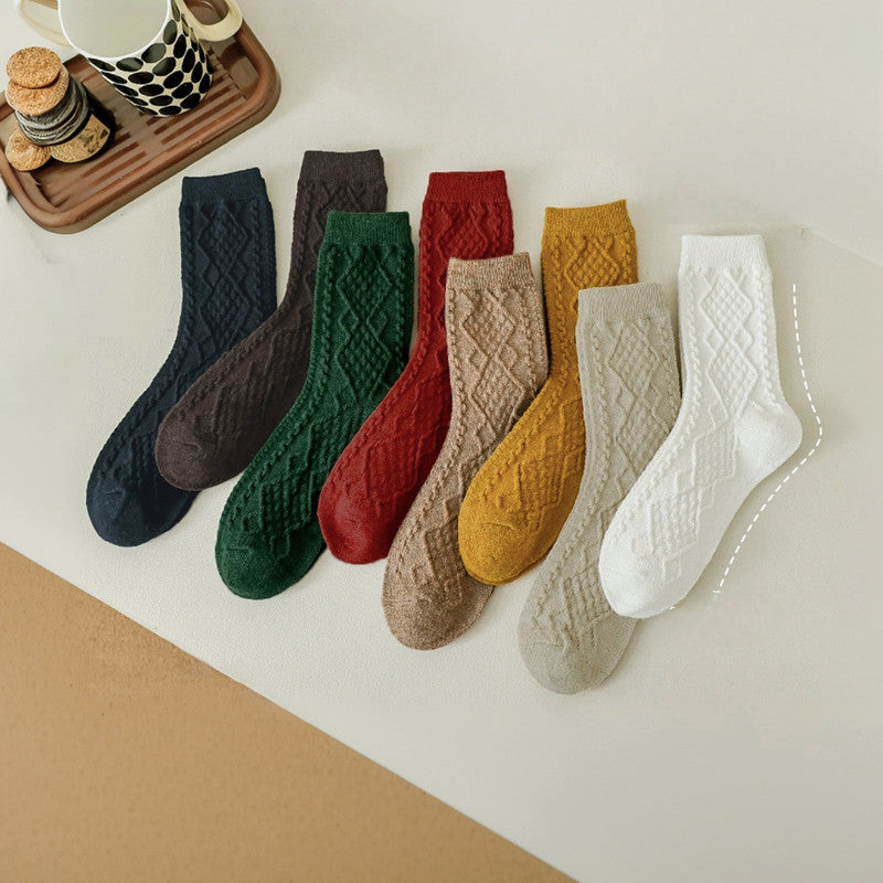 4-pair pack of mixed color socks, women's fall/winter socks, comfortable, soft and warm house socks. V1265-BY-170