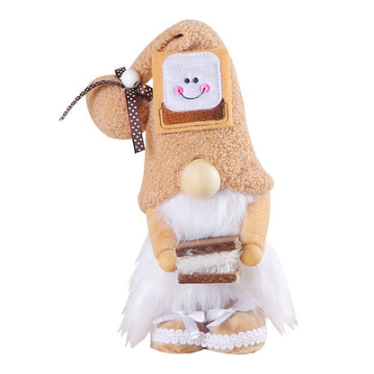 1pc Plush standing gnome doll - faceless old man figurine, festive tabletop ornament and gift.Smiley face V1265-CH-10