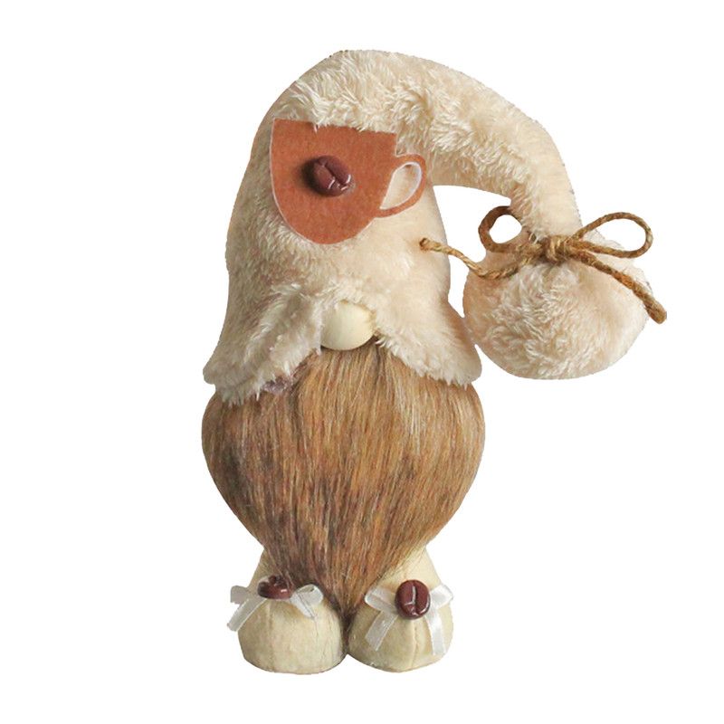 1pc Plush standing gnome doll - faceless old man figurine, festive tabletop ornament and gift.Standing coffee V1265-CH-13