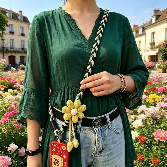 1PC Crossbody Phone Strap, Adjustable Anti-Theft Phone Lanyard, Unisex, Essential for Travel,Black and green V1265-DZSB-03