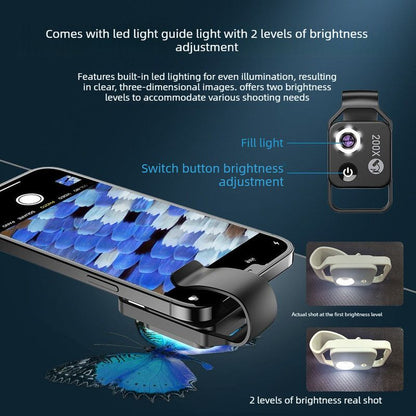 HD 200x Portable Microscope Lens for Smartphones - Kids Educational Science Toy, Biological Experiment Tool V1265-DZSB-05