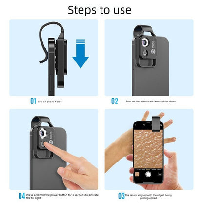 HD 200x Portable Microscope Lens for Smartphones - Kids Educational Science Toy, Biological Experiment Tool V1265-DZSB-05