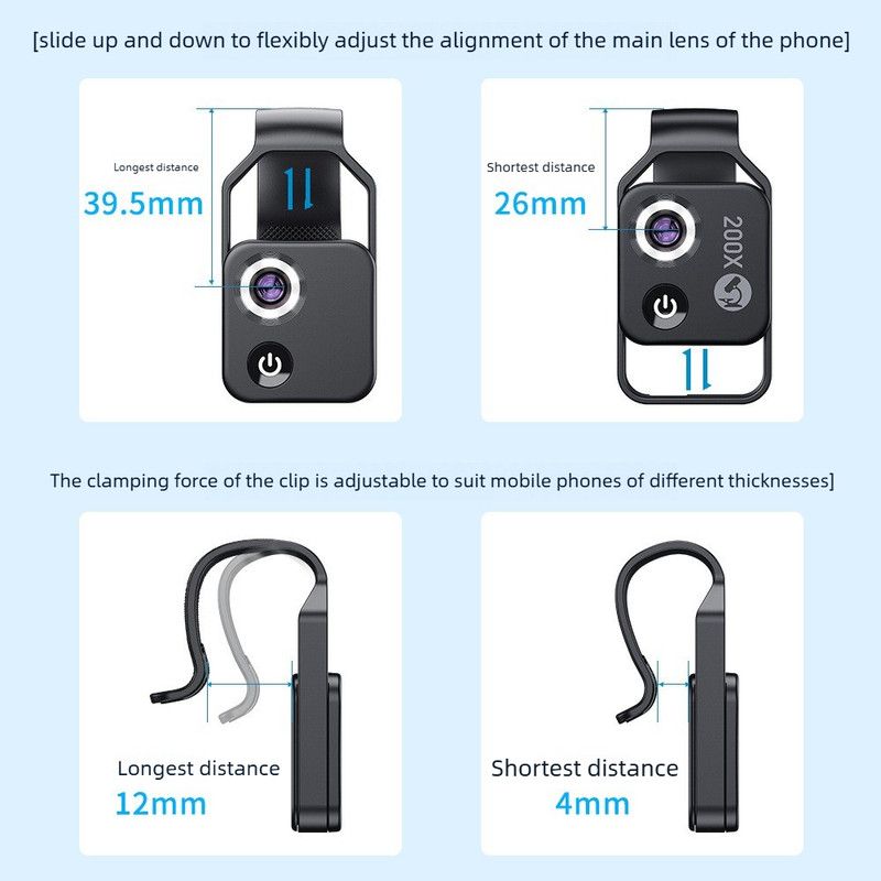 HD 200x Portable Microscope Lens for Smartphones - Kids Educational Science Toy, Biological Experiment Tool V1265-DZSB-05