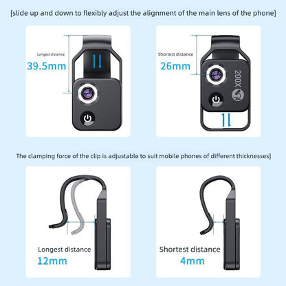 HD 200x Portable Microscope Lens for Smartphones - Kids Educational Science Toy, Biological Experiment Tool V1265-DZSB-05