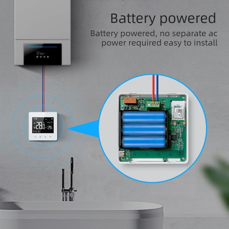 WiFi Wireless Smart Thermostat - For Water/Gas Boilers, LCD Screen, Programmable, Low Power Consumption V1265-JD-06