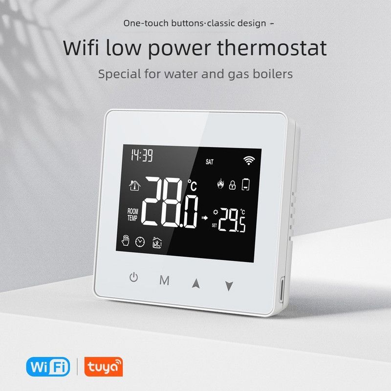 WiFi Wireless Smart Thermostat - For Water/Gas Boilers, LCD Screen, Programmable, Low Power Consumption V1265-JD-06