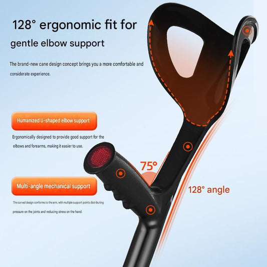 Folding Crutch - Sports Outdoor Elbow Crutch / Walking Stick with Thickened Anti-Slip Heavy-Duty Support - 1 V1265-JJ-02