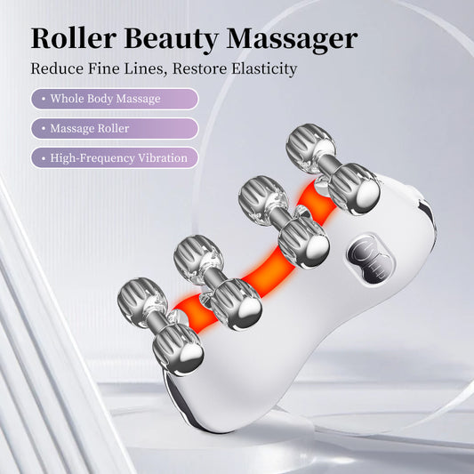 3D roller facial massager that combines massage, gua sha, and beauty treatments. Designed for facial lifting, V1265-ME-S2207