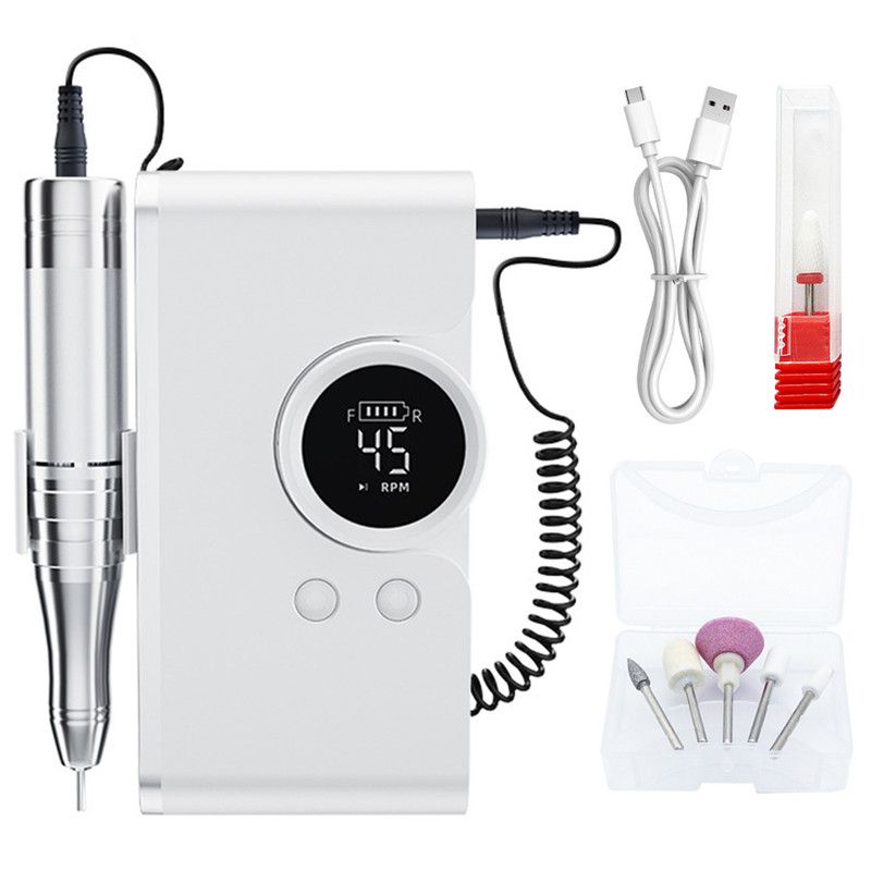 Portable Nail Drill Machine - 45,000 RPM Electric Nail File & Buffer for Acrylic Gel Nails V1265-MR-08