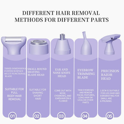Digital Display Type-C Multi-Functional Electric Hair Remover for Women - Purple V1265-MR-12