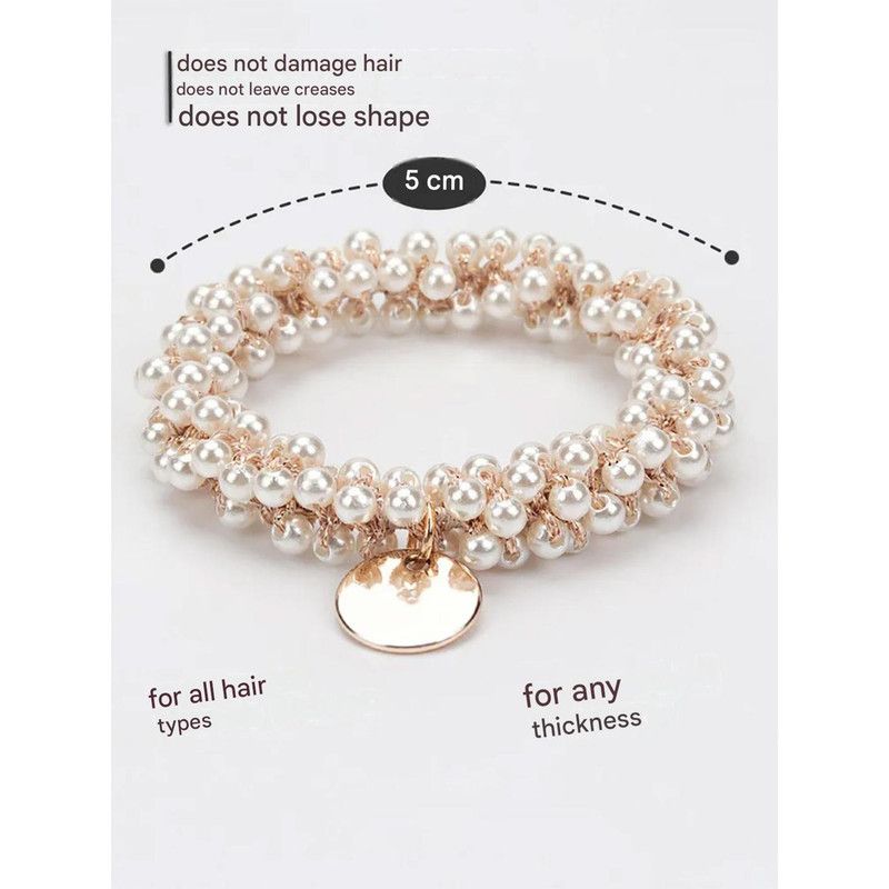 3-Pack Simple & Stylish Crystal Hair Ties for Women - Ponytail Elastic & Bracelet 2-in-1 V1265-NSPS-02