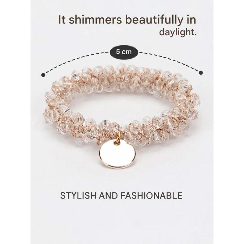3-Pack Simple & Stylish Crystal Hair Ties for Women - Ponytail Elastic & Bracelet 2-in-1 V1265-NSPS-02