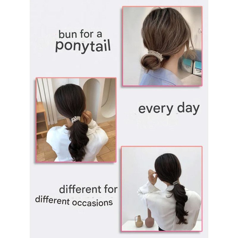 3-Pack Simple & Stylish Crystal Hair Ties for Women - Ponytail Elastic & Bracelet 2-in-1 V1265-NSPS-02