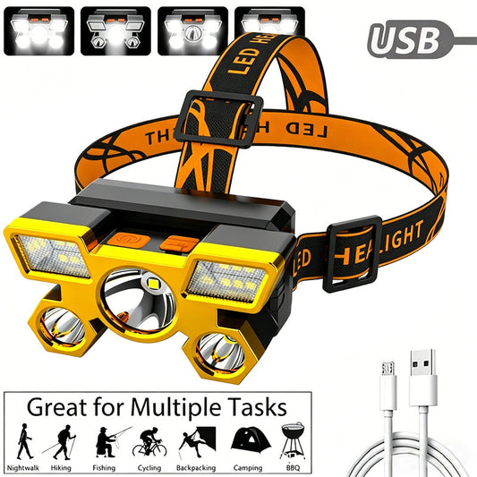 Outdoor Multi-Function LED Headlamp - 4-Level Dimmable Waterproof Headlamp - Head-Mounted Headlamp - V1265-PH034-JIN