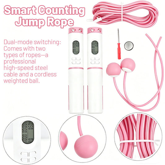 Electronic Smart Counting Jump Rope - Cordless and Corded Dual-Use - Professional Fitness and Weight Loss V1265-PH087-FEN