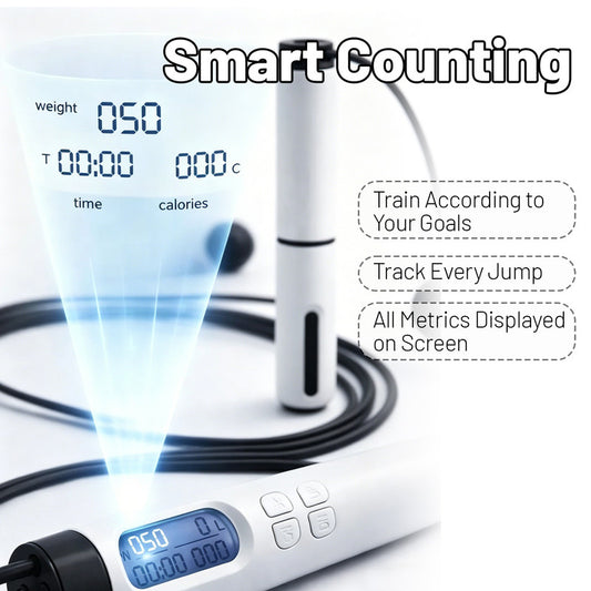 Electronic Smart Counting Jump Rope - Cordless and Corded Dual-Use - Professional Fitness and Weight Loss V1265-PH087-HEI