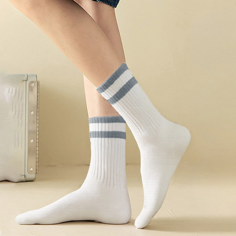Mid-Calf Socks - 10-Pair Pack - Women's Socks - Men's Socks - Striped Socks - Solid Color Socks - Sports Socks V1265-W07-10