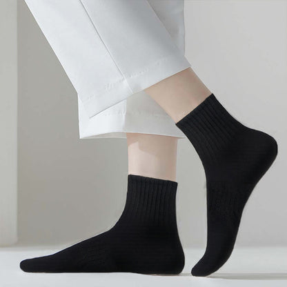 Mid-Calf Socks - 5-Pair Pack - Women's Socks - Men's Socks - Striped Socks - Solid Color Socks - Sports Socks V1265-W07-5