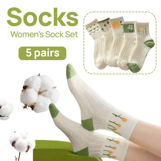 Socks - 5 Pairs of Women's Socks - Women's Instagram-Style - Casual Home Socks - Soft - Breathable - V1265-W14-5