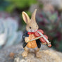 Rustic Violin Rabbit Animal Resin Sculpture for Flower Pots, Gardens, Tables, and Cabinets V1265-YY-02