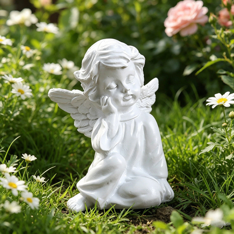 Left Thinking Angel Statue, Resin Decor for Desk & Bedroom V1265-YY-10