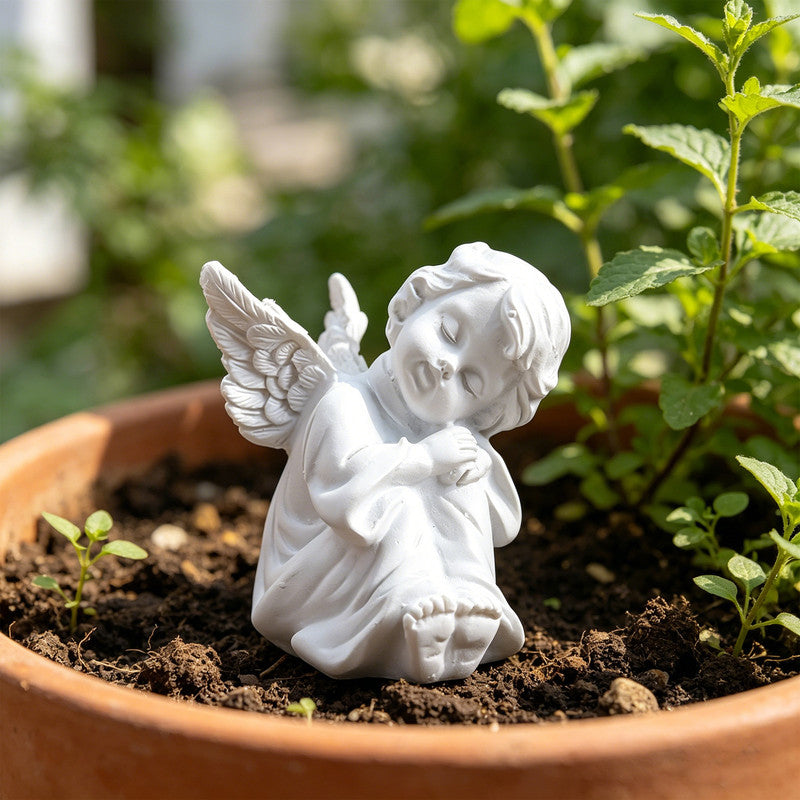 Thinking Angel Figurine Right, Resin Mini Sculpture Home Accent V1265-YY-11