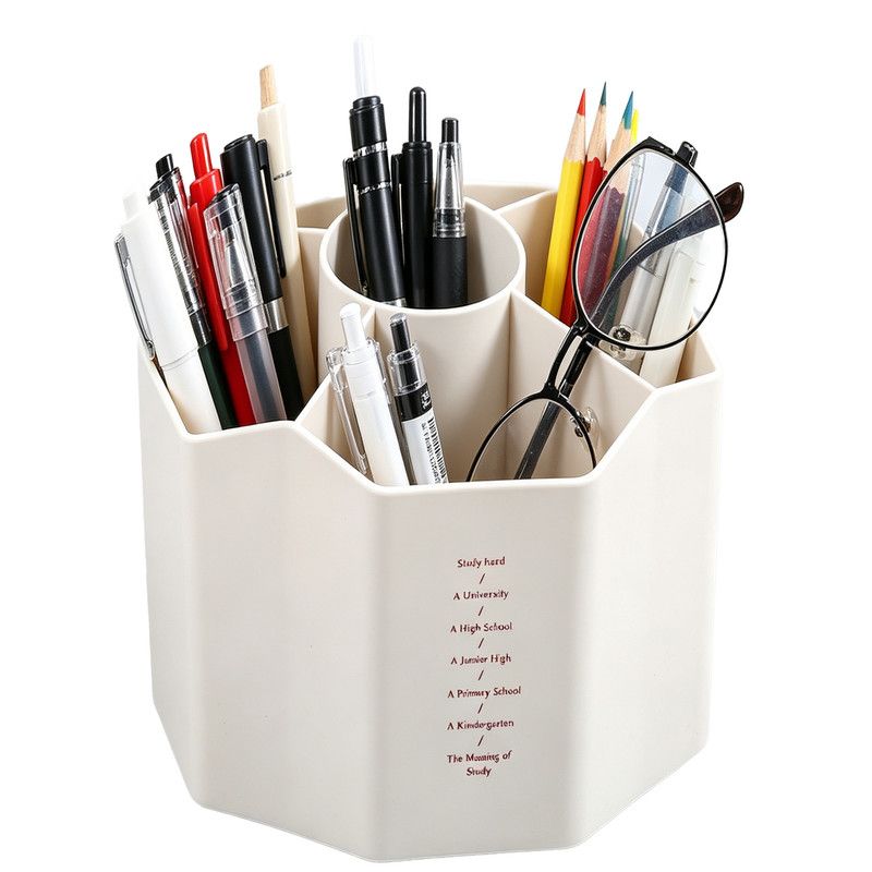 1pc 360 Rotating Plastic Desk Pen Organizer , Dual-Purpose Art Supply Pencil Cup for Office, School, Home V1265-YY-22