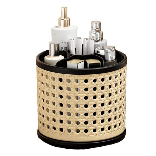 Mid-Century Vintage Makeup Organizer, Desktop Pen Holder, Rotating Storage Rack, Large Capacity, V1265-YY-25