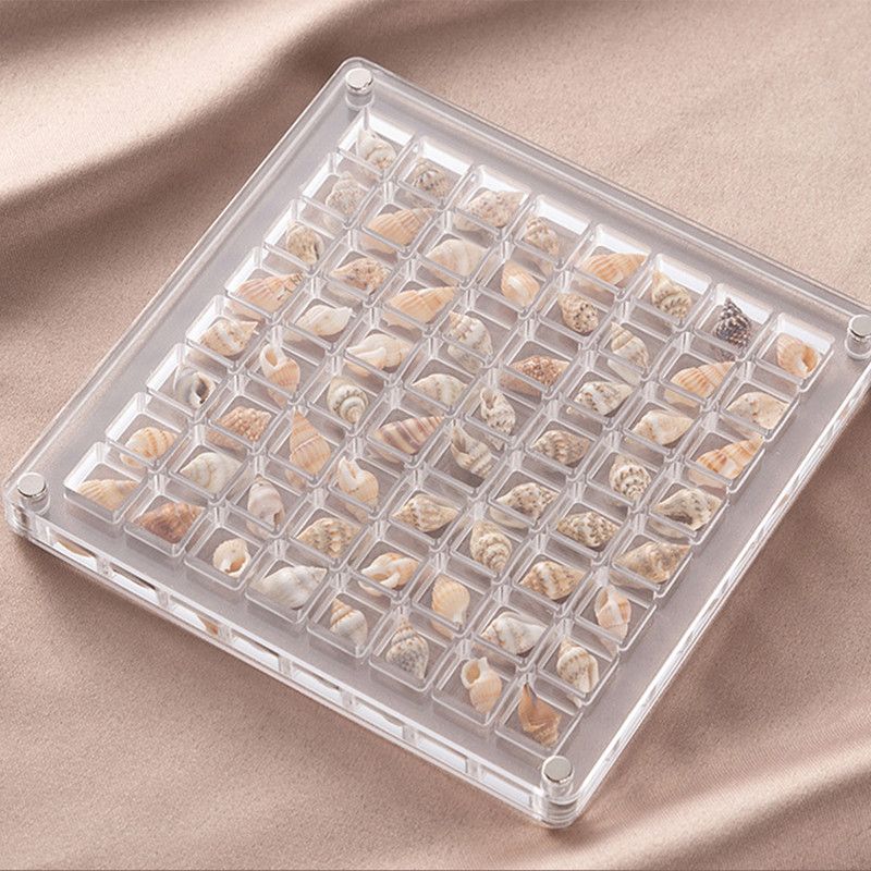 Acrylic Magnetic Seashell Display Box,Clear Sea Shell Display Box,Beach Magnet Storage Organizer Case for V1265-YY-27