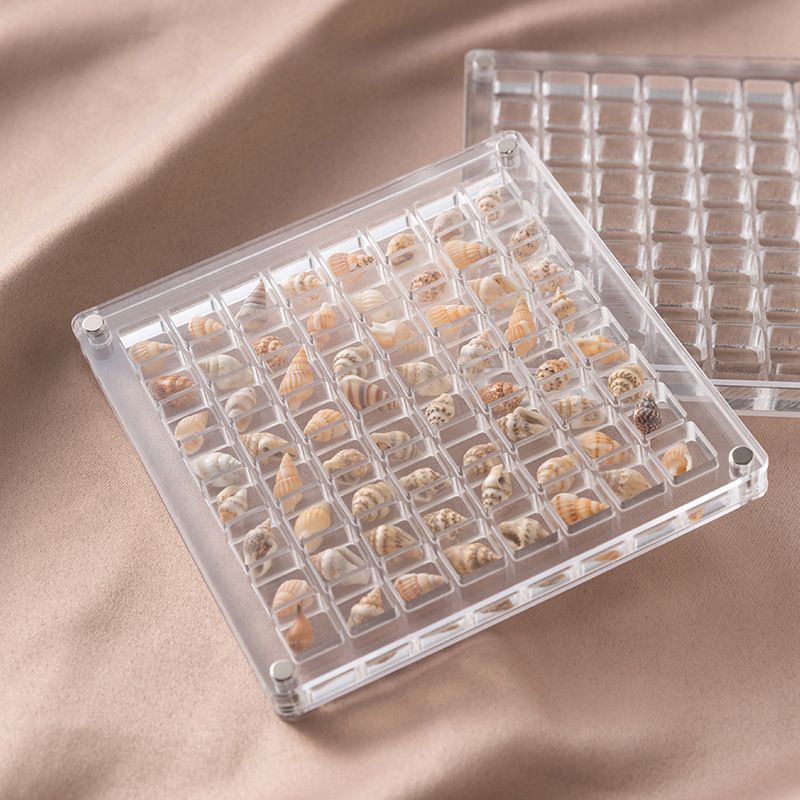 Acrylic Magnetic Seashell Display Box,Clear Sea Shell Display Box,Beach Magnet Storage Organizer Case for V1265-YY-27