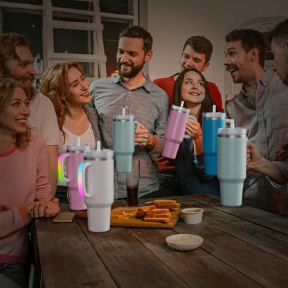 Glowing Water Cup with Colorful Handles - Creative Light Up Tumbler (Multicolor) V1265-YY-34