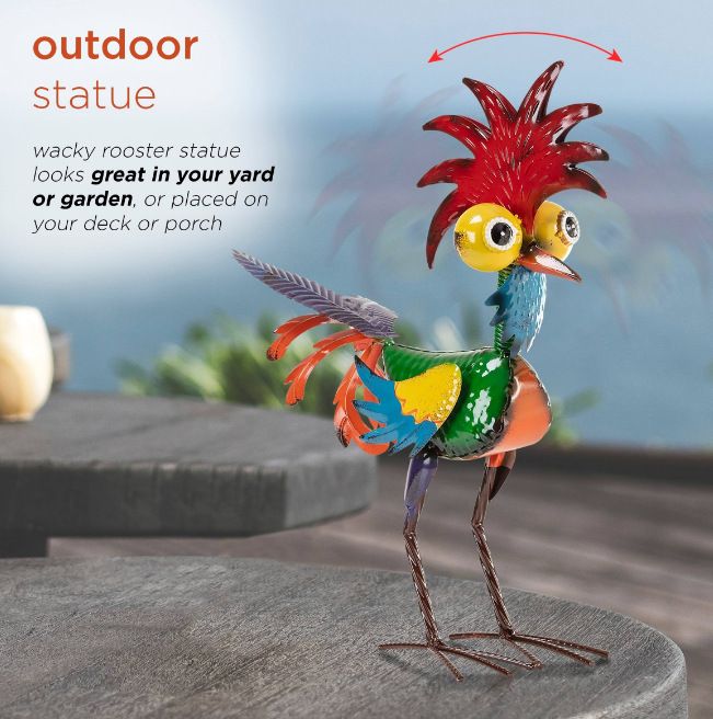 hanksgiving Rooster Garden Statue - Rustic Outdoor Yard Decor V1265-YY-36
