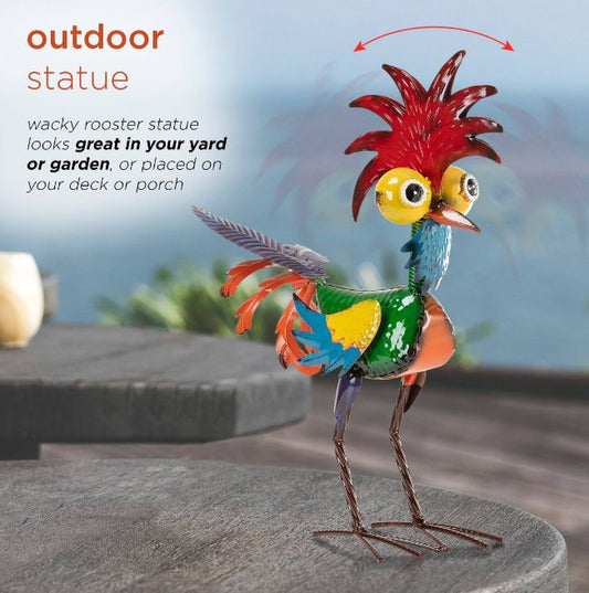 hanksgiving Rooster Garden Statue - Rustic Outdoor Yard Decor V1265-YY-36