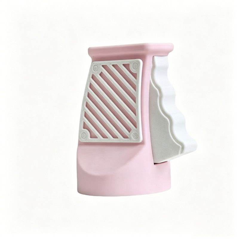 3D printed desktop ornament of a one-handed can opener, for beverages.Pink V1265-YY-40