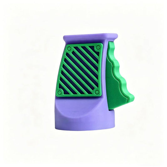3D printed desktop ornament of a one-handed can opener, for beverages.Purple V1265-YY-41