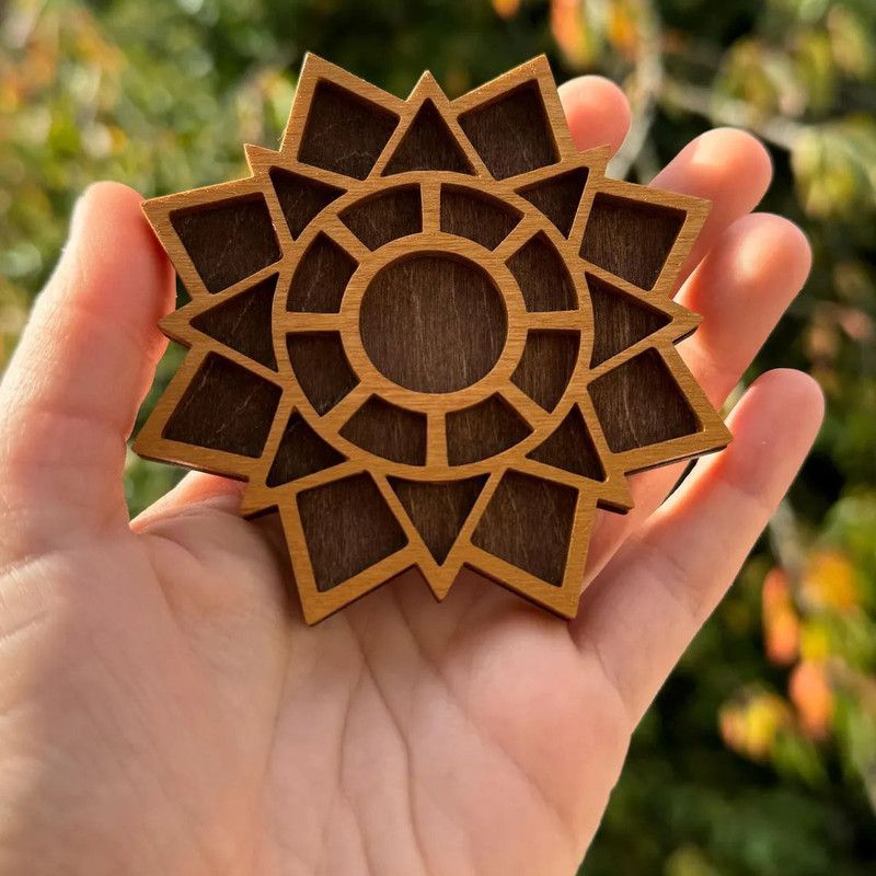 Wooden display stand for mini curiosities,Mandala V1265-YY-60