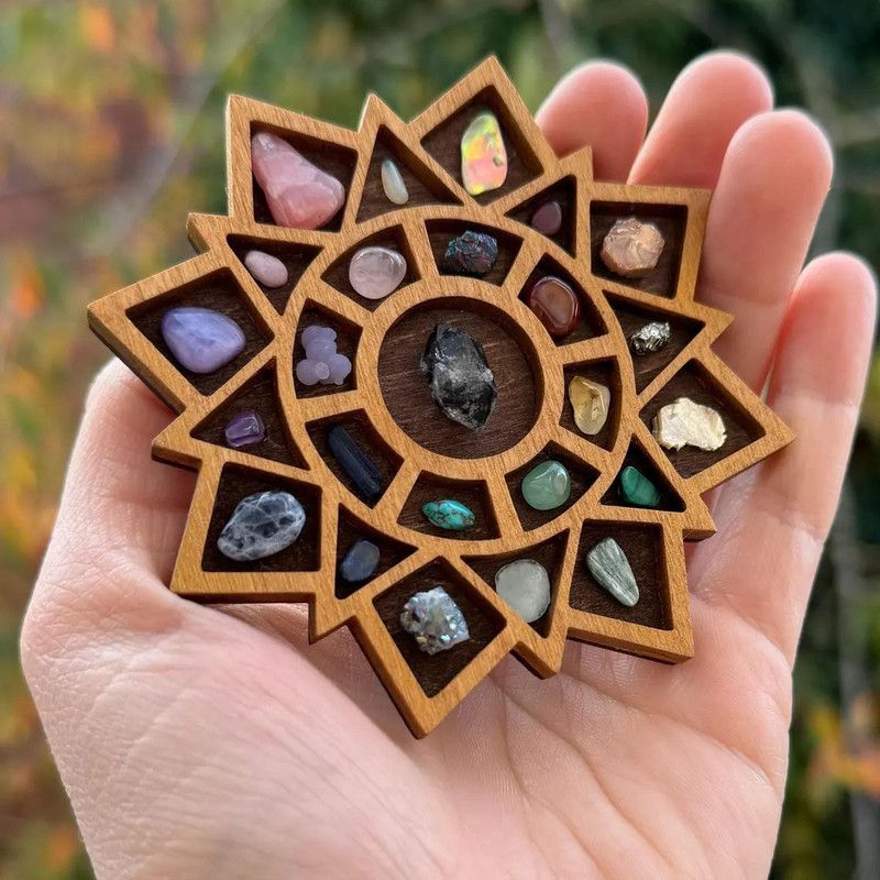 Wooden display stand for mini curiosities,Mandala V1265-YY-60
