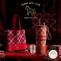 Large Capacity Insulated Cup - Birthday Gift, Ceramic Liner Straw Tumbler - Red V1265-YY-67