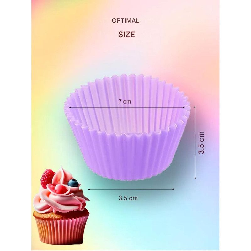 Set of 12 Silicone Cake Cups - High-Temperature Resistant, Home-Use Pudding & Muffin Cups, Baking Mold V1265-YY-70
