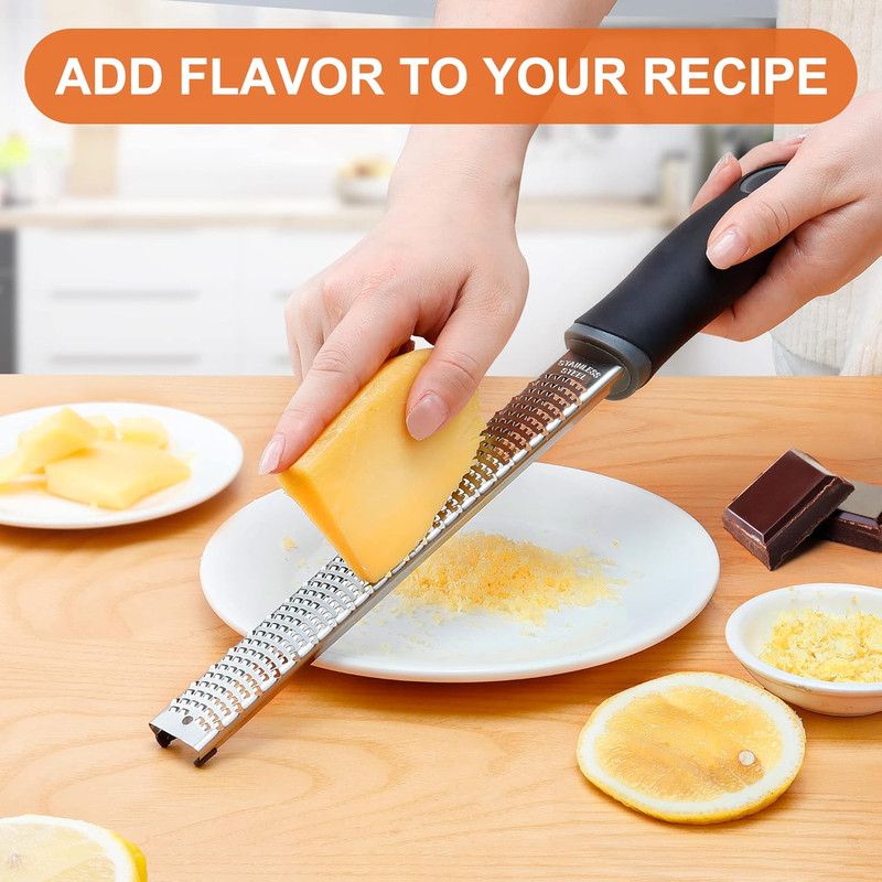 Stainless Steel Lemon Zester, Cheese Grater for Lime, Cheese, Dishwasher Safe V1265-YY-77