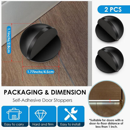2PC No-Drill Door Stopper Anti-Collision Magnetic Door Catch - Black V1265-YY-80