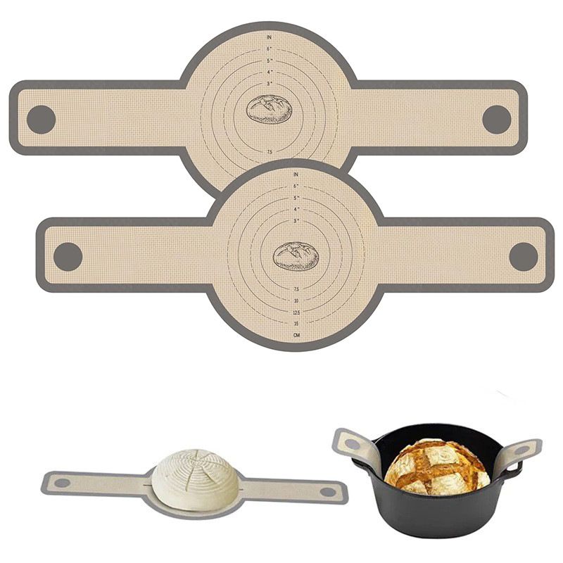 1PC Round Double-Ear Long-Handle Baking Tool, Bread Baking Mat, Silicone Pot Mat V1265-YY-81