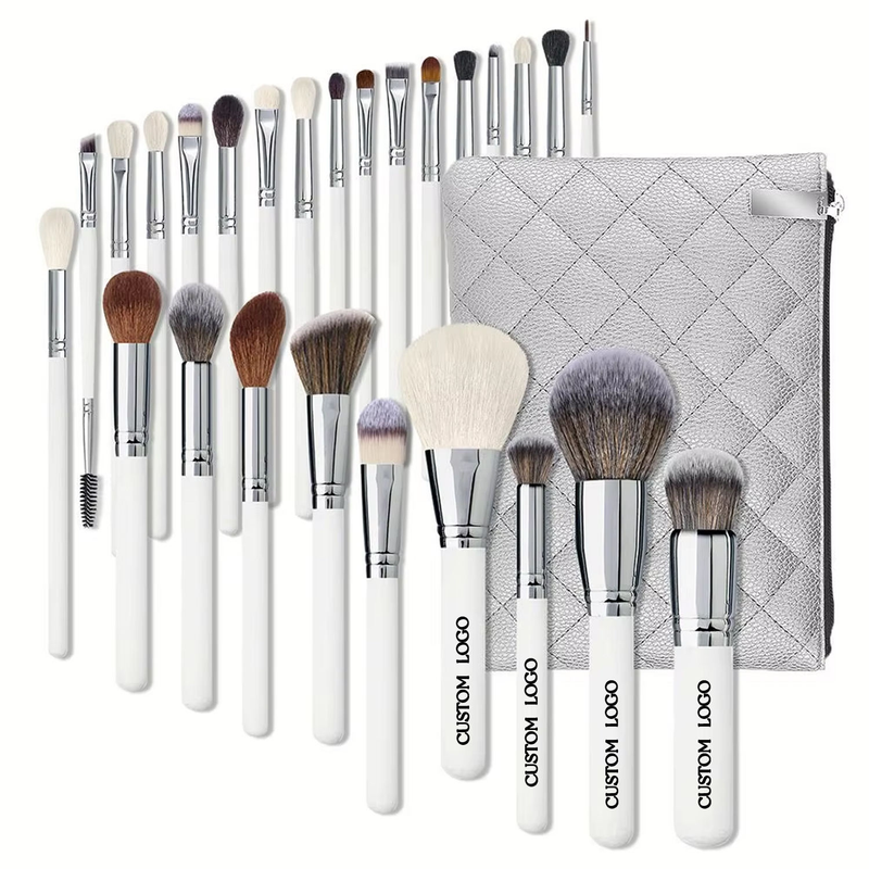 3Pcs Professional Makeup Brush Set - Foundation, Eyeshadow Blending & Bent Eyeliner V1268-MZ0001-1