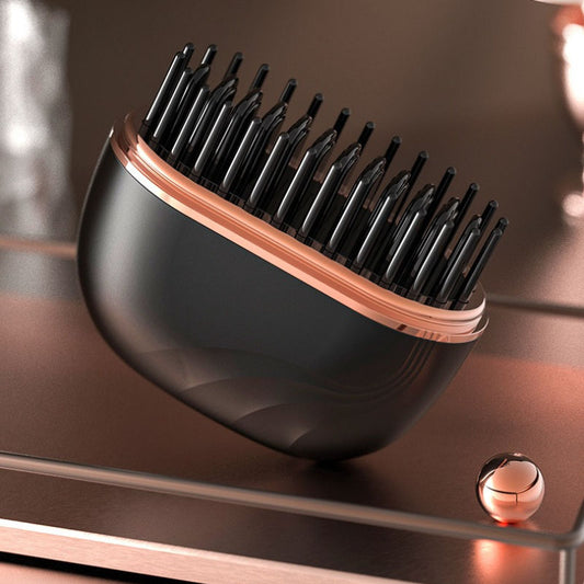 Black Mini Wireless Hair Straightener Brush | Pocket-Sized Ceramic Hot Comb for Frizz Control | USB-C Fast V1268-MZ00069