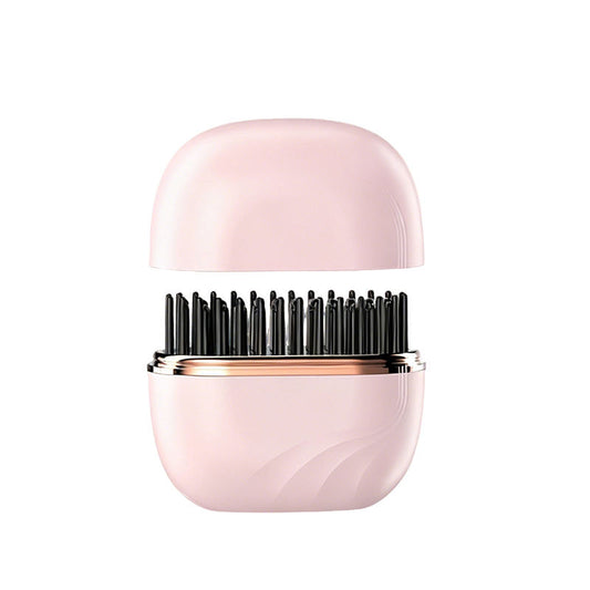 Pink Mini Wireless Hair Straightener Brush | Pocket-Sized Ceramic Hot Comb for Frizz Control | USB-C Fast V1268-MZ00070