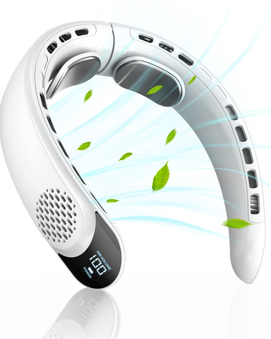 4000mAh Ultra-Long Battery Life Portable Neck Fan - Foldable Bladeless Wearable Fan with Real-time LED V1268-MZ00078