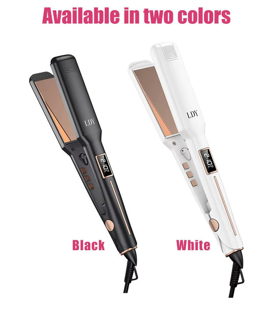 Black Advanced Titanium Ion Flat Iron - Professional Hair Straightening & Curling Styler - Ventilated Plates V1268-MZ00088
