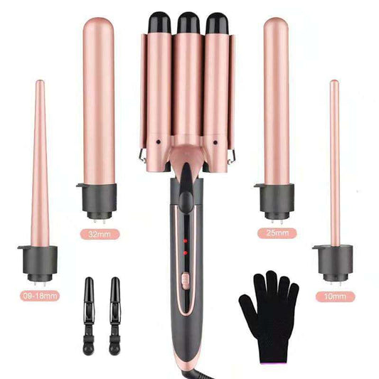 6-in-1 Magic Hair Curler Set | Professional Interchangeable Ceramic Curling Wand with Heat Resistant Glove | V1268-MZ00094