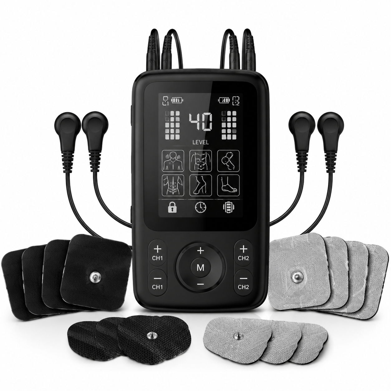 4 in 1 TENS Unit EMS Muscle Stimulator Dual Channel Recharge V1288-AMZ-B0CKMWXPRR