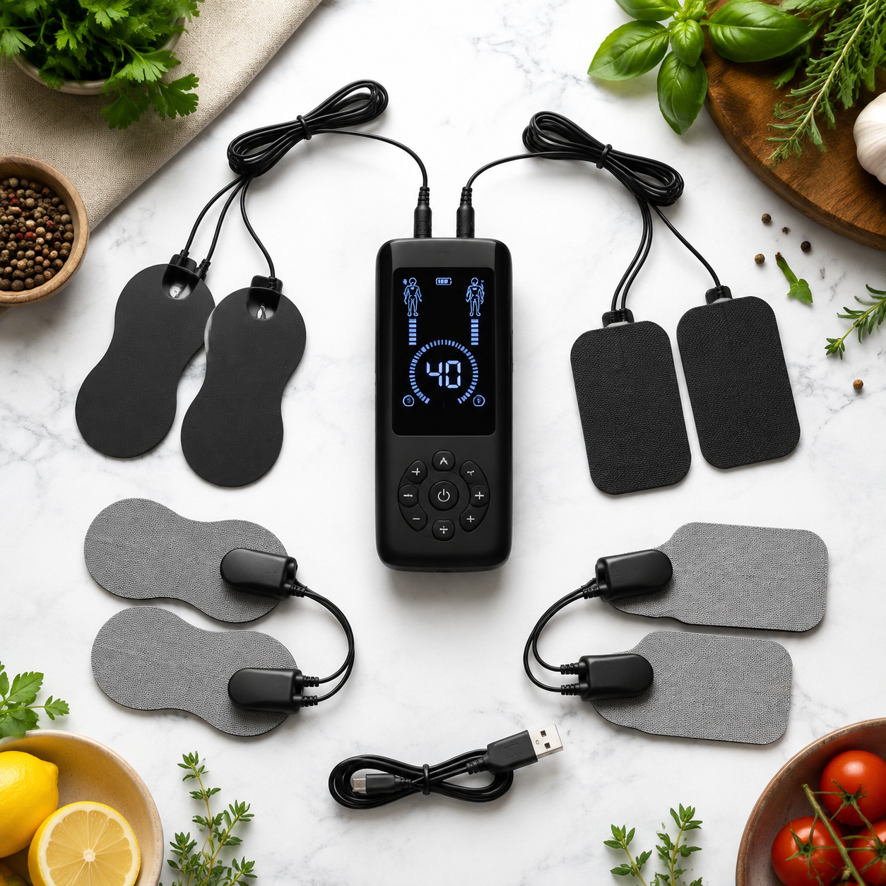4 in 1 TENS Unit EMS Muscle Stimulator Dual Channel Recharge V1288-AMZ-B0CKMWXPRR